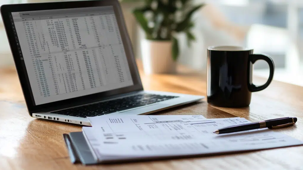 Spreadsheet showing monthly housing costs, including mortgage, property taxes, and insurance, to help plan a realistic home budget